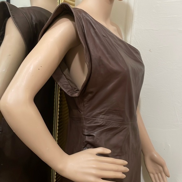 Lamarque X Revorve corey mini dress tan leather brown one shoulder size M - Picture 9 of 16